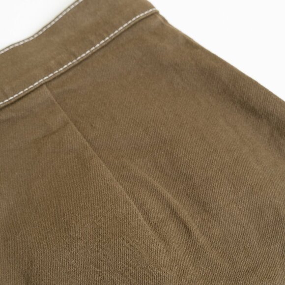 Oak + Fort Mini Skirt Khaki Contrast Stitch Twill - Picture 8 of 13